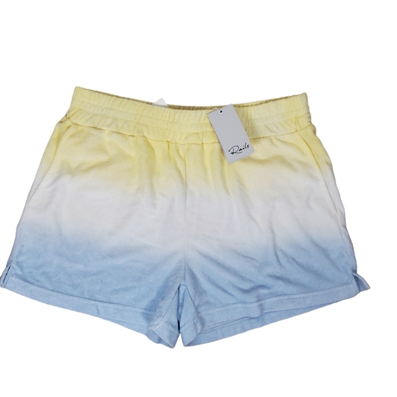 NEW Rails Jane Sky Blue Dip Dye High Rise Terry Shorts Size L Pockets Pull On - Picture 11 of 11